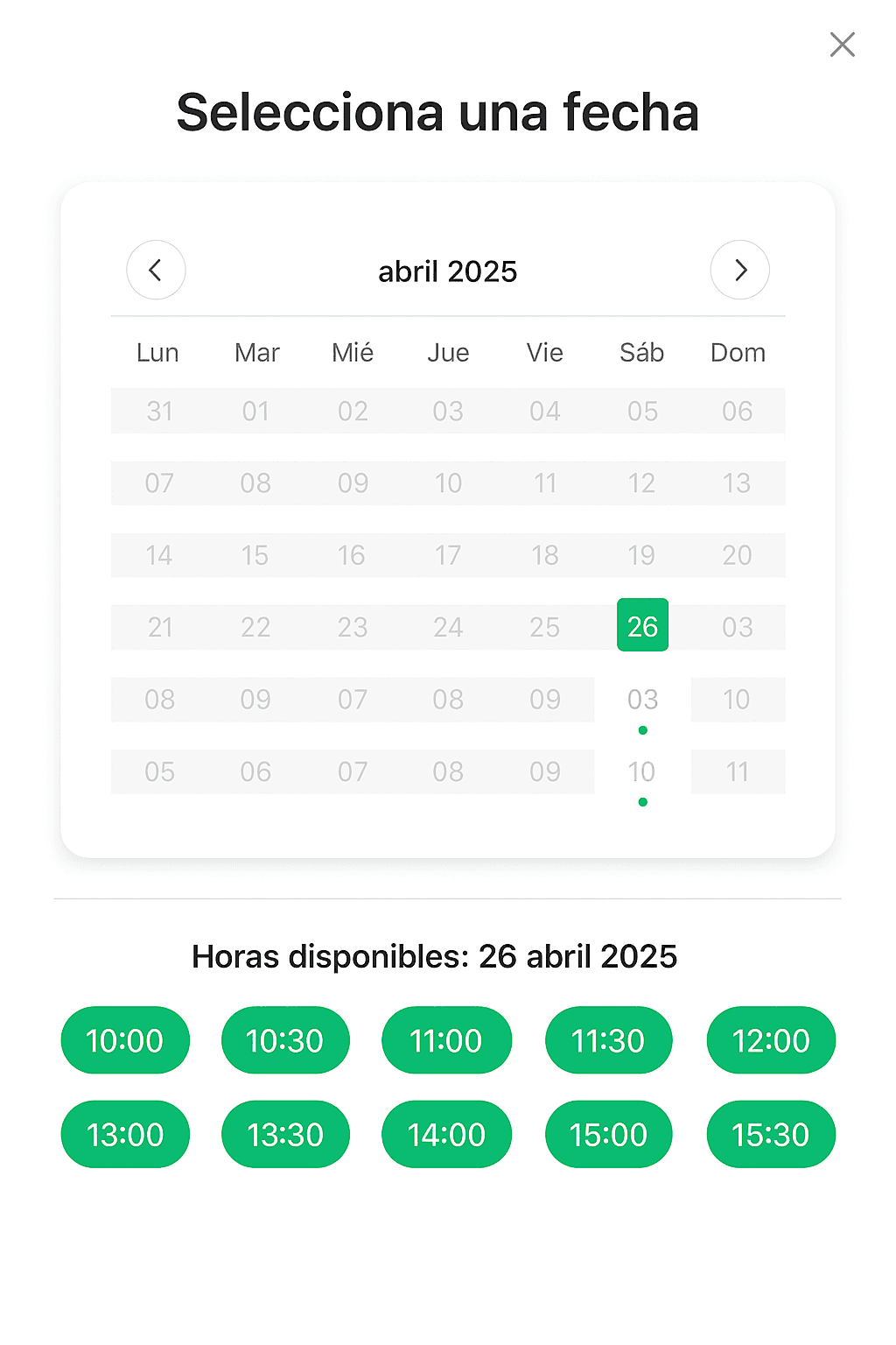 Calendar interface