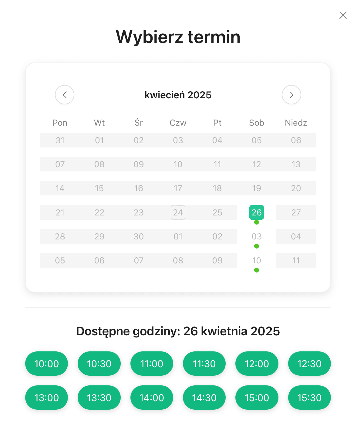 Calendar interface