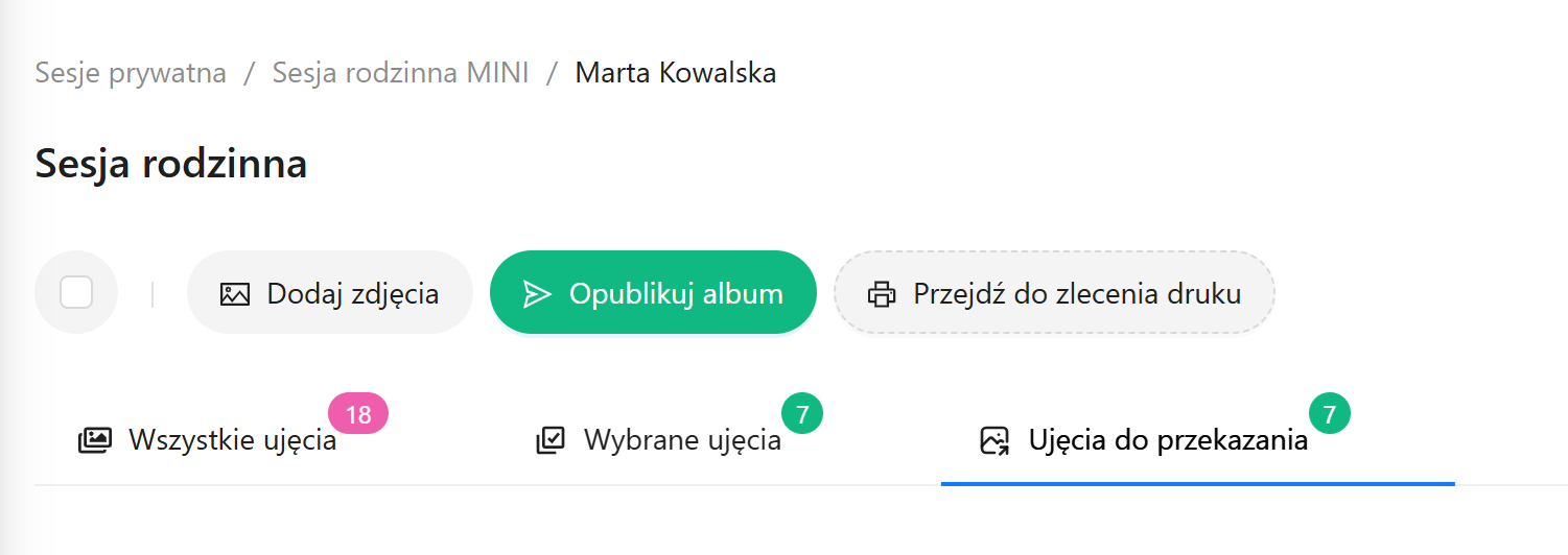 Przycisk przejścia do zlecenia druku